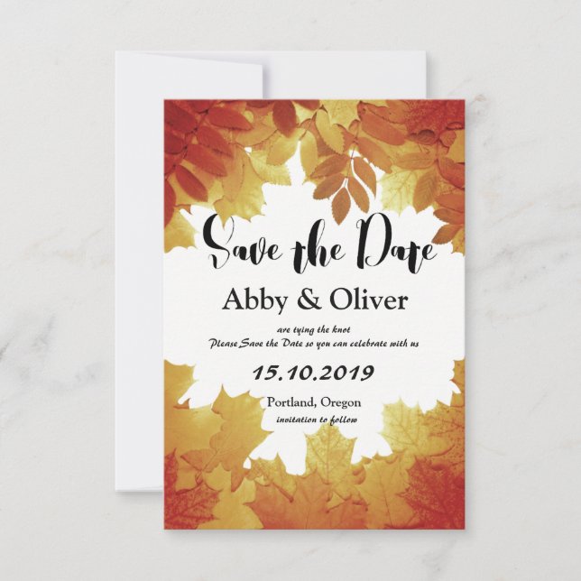 Foto für den Herbstausgang Hochzeit im Herbst Save The Date (Vorderseite)