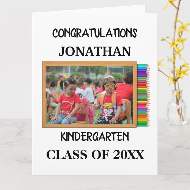 Foto für den Kindergartenabsolventen Karte (Gelbe Blume)