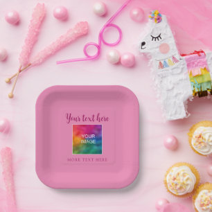 Foto für den Textnamen hier Rosa Platz hinzufügen Pappteller