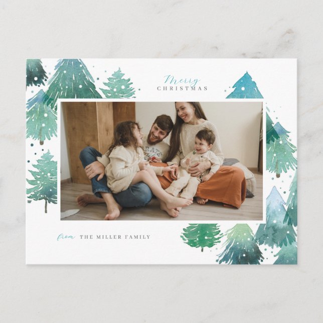 Foto für den Winterwald - Aquarellbahn Postkarte (Vorderseite)