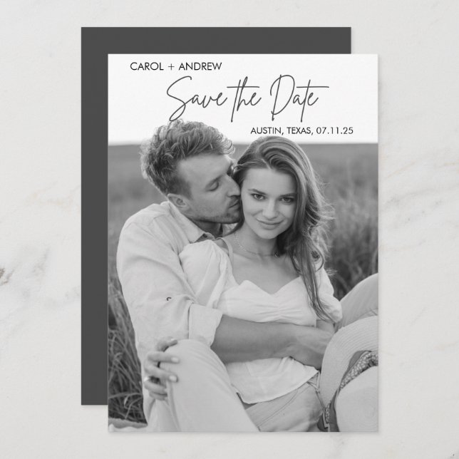 Foto für die gezeichnete Ankündigung Save the Date (Vorne/Hinten)