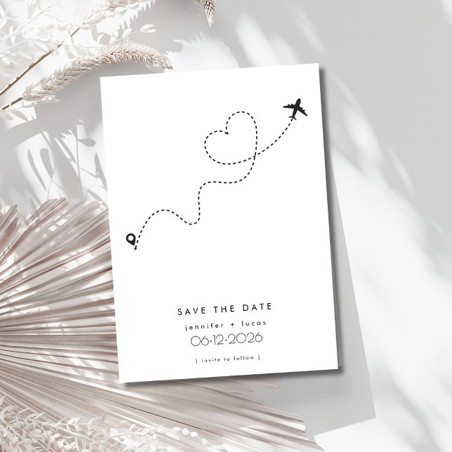 Foto für die Hochzeit in Urlaubsort Save the Date (Airplane Destination Wedding Photo Save the Date)