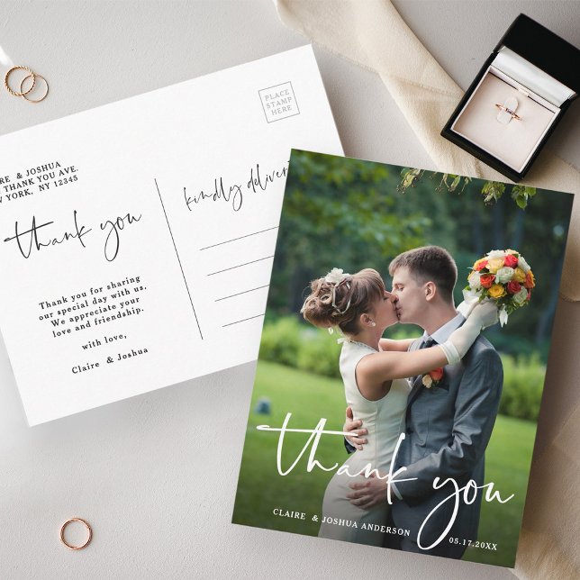 Foto für die Hochzeit von handgeschriebenen Skript Postkarte (Front & Back)