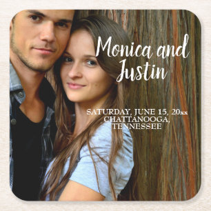 Foto für die Hochzeitsankündigung Rett Rechteckiger Pappuntersetzer