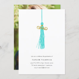 Foto für eine helle grüne Tassel-Graduierungsparte Einladung