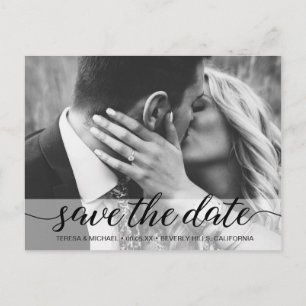 Foto für einfache SkriptSave the Date-Verlobung Postkarte