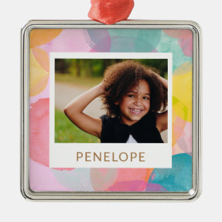 Foto für farbige Wasserfarbkreise und Punkte Ornament Aus Metall