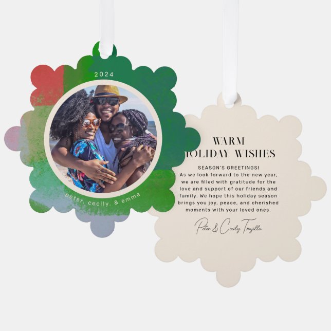 Foto für grün und rot gestrichene Rahmen Ornament Karte (Vorderseite/Rückseite)