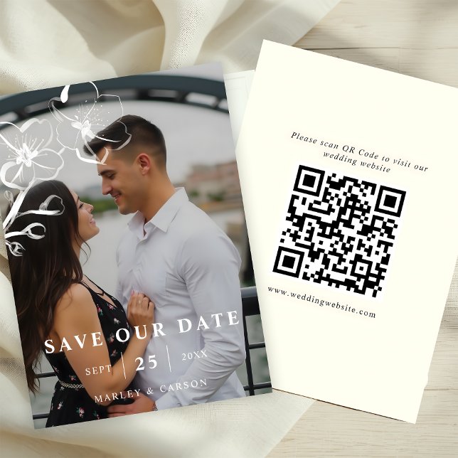 Foto für handgezeichnete Blumenhochzeit QR Code Save The Date (Von Creator hochgeladen)