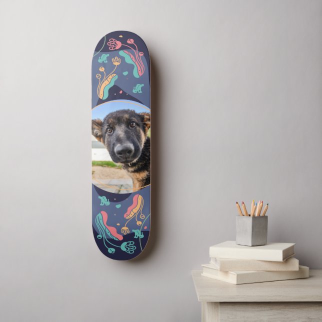 Foto für Haustiere, bearbeitbare Blumenrahmen Skateboard (Wandkunst)