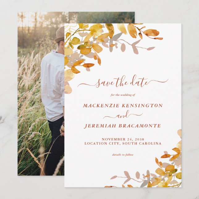 Foto für Herbst-Grün-Hochzeit Save the Date (Vorne/Hinten)