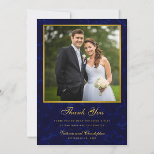 Foto für Hochzeiten von Navy Blue und Gold Dankeskarte