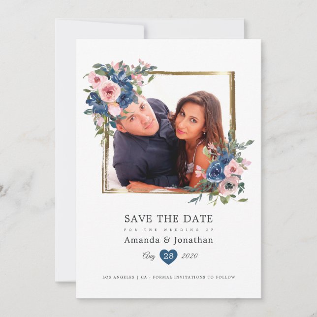 Foto für Hochzeiten von Wasserfarben und Blush Save The Date (Vorderseite)
