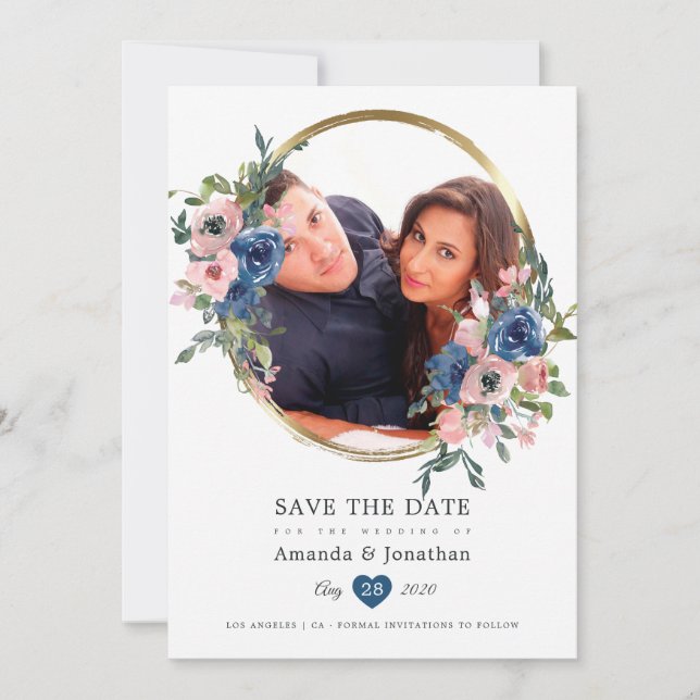 Foto für Hochzeiten von Wasserfarben und Blush Save The Date (Vorderseite)