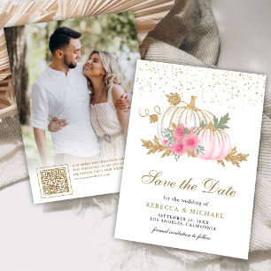 Foto für Hochzeitsfeiern mit weißem Kürbis Save The Date