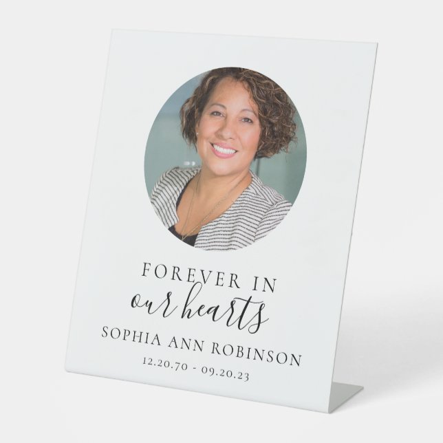 Foto für immer in unserem Herzen Beerdigung Sockelschild (Vorderseite)