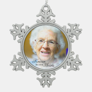 Foto für immer in unserem Herzen Großmutter Schneeflocken Zinn-Ornament