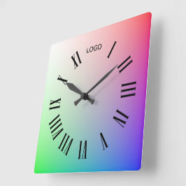 Foto für individuelle Logos Noon Hour, farbenfrohe Quadratische Wanduhr