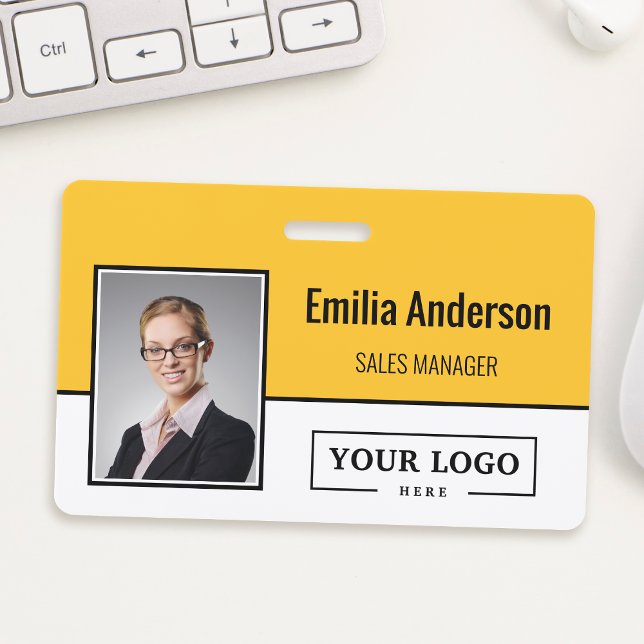 Foto für kundenspezifische Firmenlogos für Mitarbe Ausweis (This badge is a convenient way to identify your staff. It has your logo, a photo and barcode.)