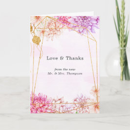 Foto für lila und goldene Blumengeometrie Dankeskarte