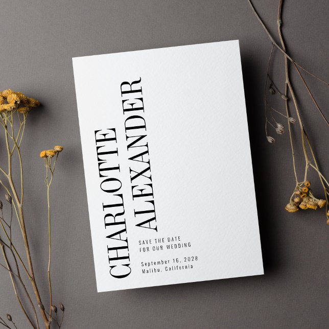 Foto für Minimalistische Schwarz-weiße vertikale N Save The Date (Von Creator hochgeladen)