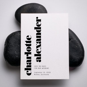 Foto für Minimalistische Schwarz-weiße vertikale N Save The Date