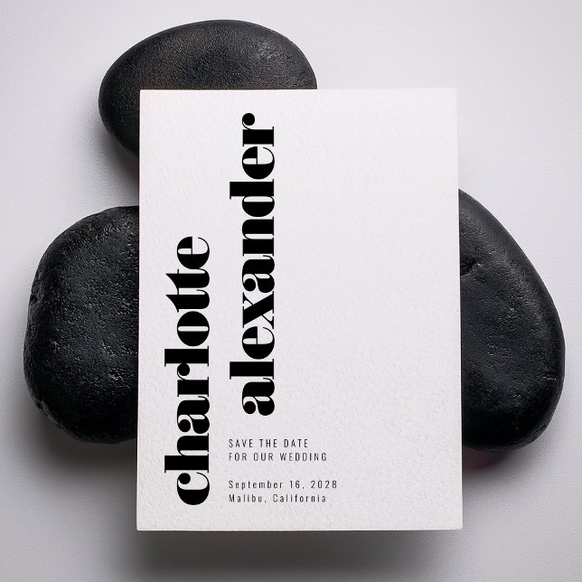 Foto für Minimalistische Schwarz-weiße vertikale N Save The Date (Von Creator hochgeladen)