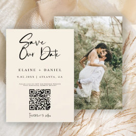 Foto für Minimalistisches Script QR Code Save The Date