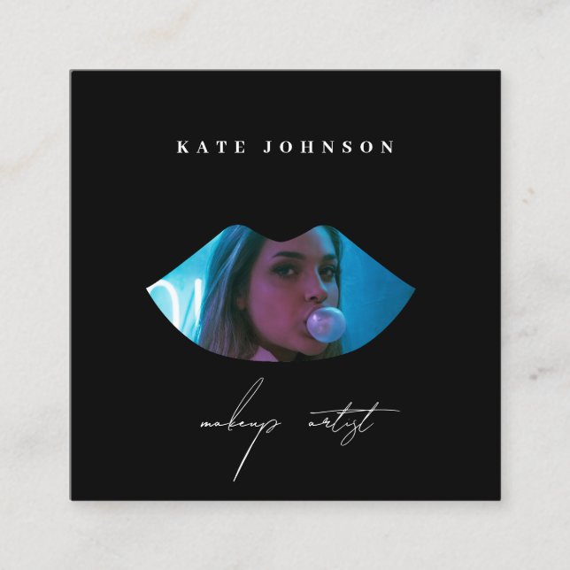 Foto für moderne Business-Logos Makeup Artist Lip Quadratische Visitenkarte (Vorderseite)
