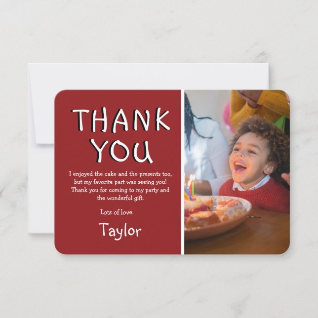 Foto für moderne Kinder Geburtstag | Dankeschön Ka Dankeskarte (Vorderseite)