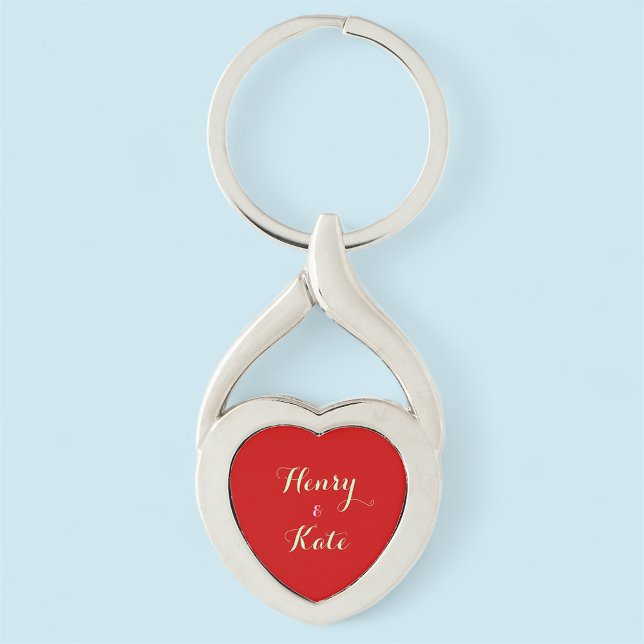 Foto für personalisierte Herznachrichten Schlüssel Schlüsselanhänger (MISOOK Red Heart Couple Keychain)