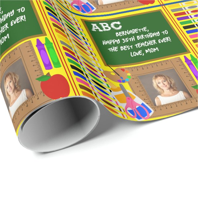 Foto für personalisierte Lehrer Geschenkpapier (Rolleneckpunkt)