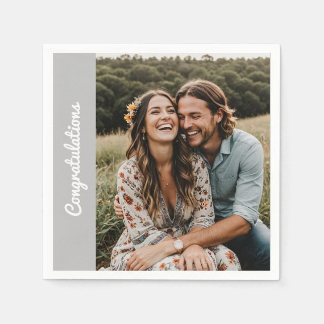 Foto für persönliche Verlobung Papier Napkin Serviette (Vorderseite)