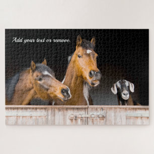 Foto für Pferde und eine Ziege in einem Stall: Puzzle