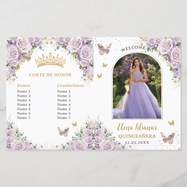Foto für Quinceañera Lilac Floral Butterfells (Vorderseite)