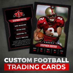 Foto für Red & Black Football Trading Card Player Telefonnummerkarte
