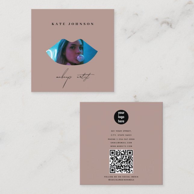 Foto für Rosa-Firmenlogo Quadratische Visitenkarte (Vorne/Hinten)