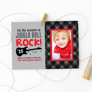 Foto für Rote und Schwarze Jingle Bell Rock Gitarr Feiertagskarte
