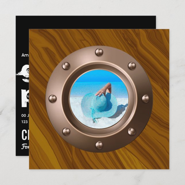 Foto für schwarze und goldene Abschluss Einladung (Vorne/Hinten)