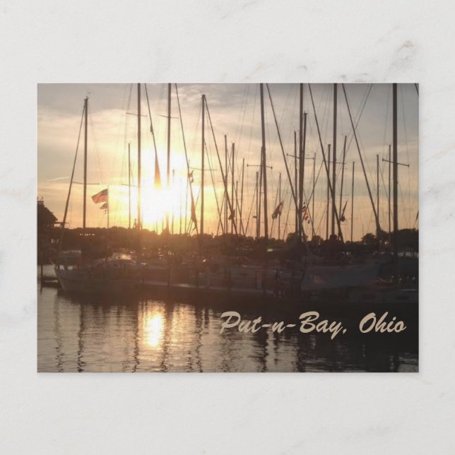 Foto für Sunset Boats in der Bucht Postkarte (Vorderseite)