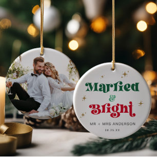 Foto für verheiratete und helle Weihnachtsschmuck  Ornament