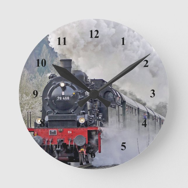 Foto für Vintage Zugdampflokomotive Runde Wanduhr (Vorderseite)