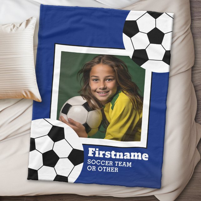 Foto Fußball hinzufügen - Farbe bearbeiten Fleecedecke (Personalized fleece blanket - Sports Theme)