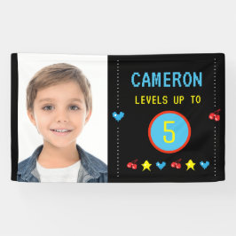 Foto Gamer Pixel Arcade Level bis 5. Geburtstag Banner