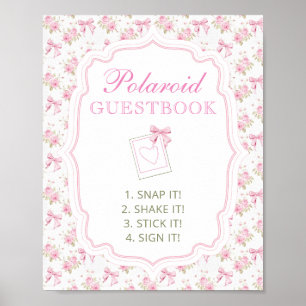 Foto-Gästebuch Rosa Schleife Baby Shower Schild