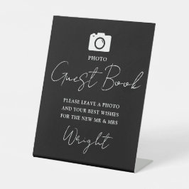Foto Gästebuch Schwarz-Weiß-Hochzeit Sockelschild