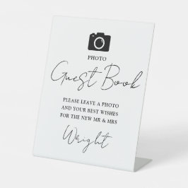 Foto Gästebuch Schwarz-Weiß-Hochzeit Sockelschild