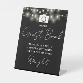 Foto Gästebuch Schwarz-Weiß-Lichter Hochzeit Sockelschild