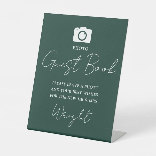 Foto Gästebuch Skript Emerald Green Wedding Sockelschild (Vorderseite)