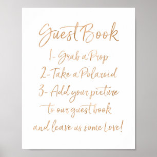 Foto-Gästebuch Stylisch Goldene Rose Buchstabier Poster
